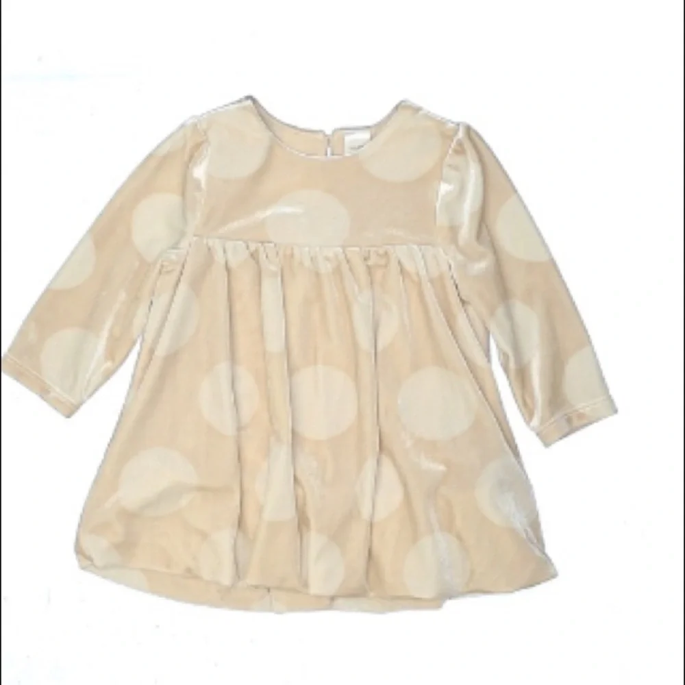 Baby Gap | Pockadot Dress Ruched Beige Soft Part Dress